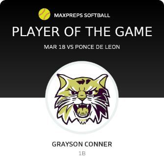 #9 Grayson Conner Player of the Game badge