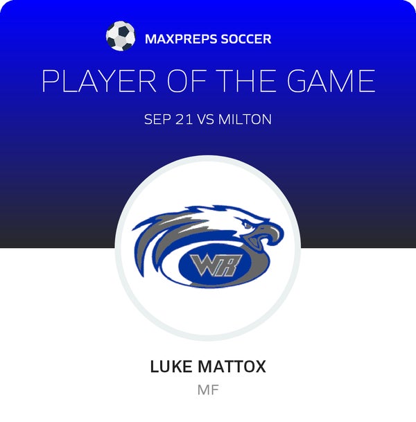 #9 Luke Mattox Player of the Game badge