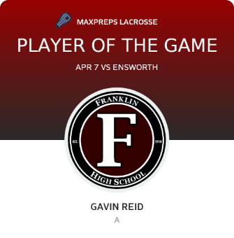 #1 Gavin Reid Player of the Game badge