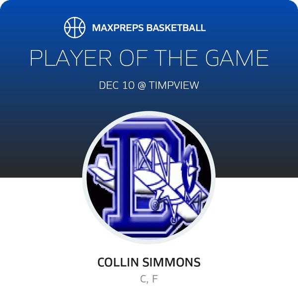 #33 Collin Simmons Player of the Game badge