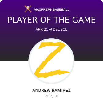 #13 Andrew Ramirez Player of the Game badge