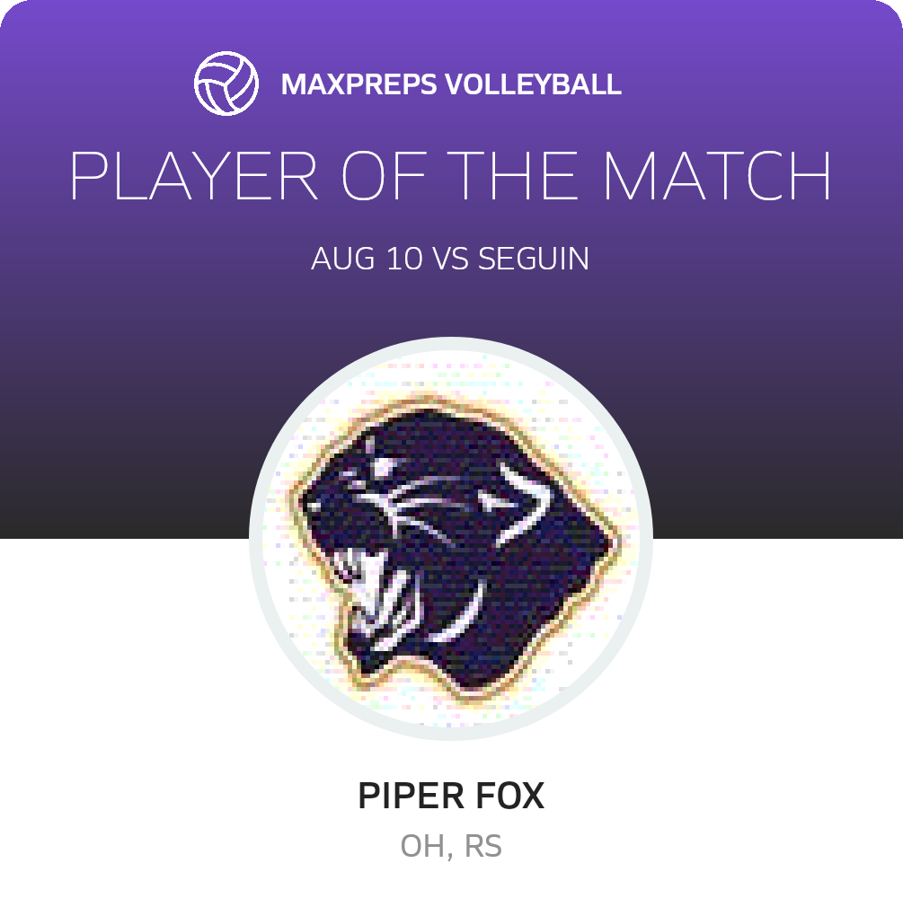 #5 Piper Fox Player of the Game badge