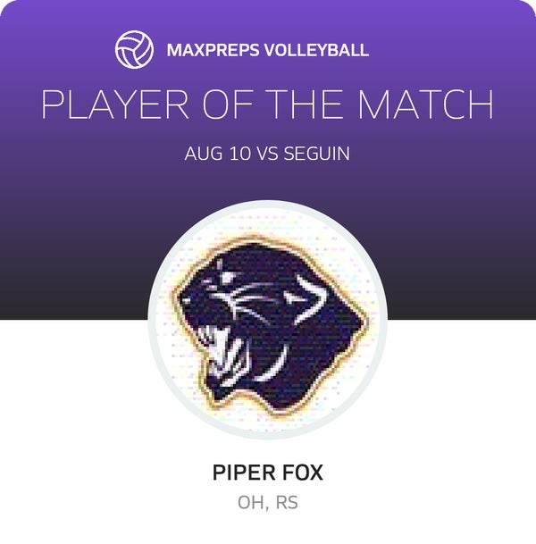 #5 Piper Fox Player of the Game badge
