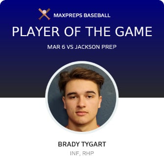#27 Brady Tygart Player of the Game badge