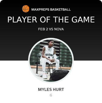 #4 Myles Hurt Player of the Game badge