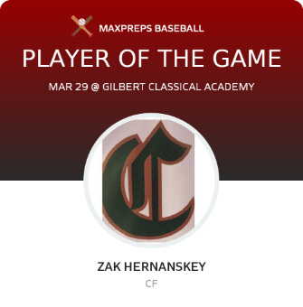 #5 Zak Hernanskey Player of the Game badge