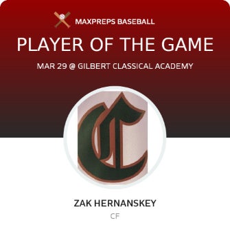 #5 Zak Hernanskey Player of the Game badge