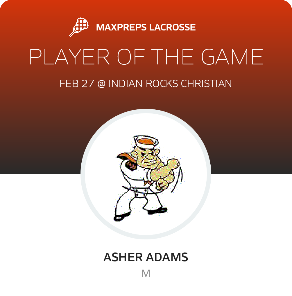 #24 Asher Adams Player of the Game badge