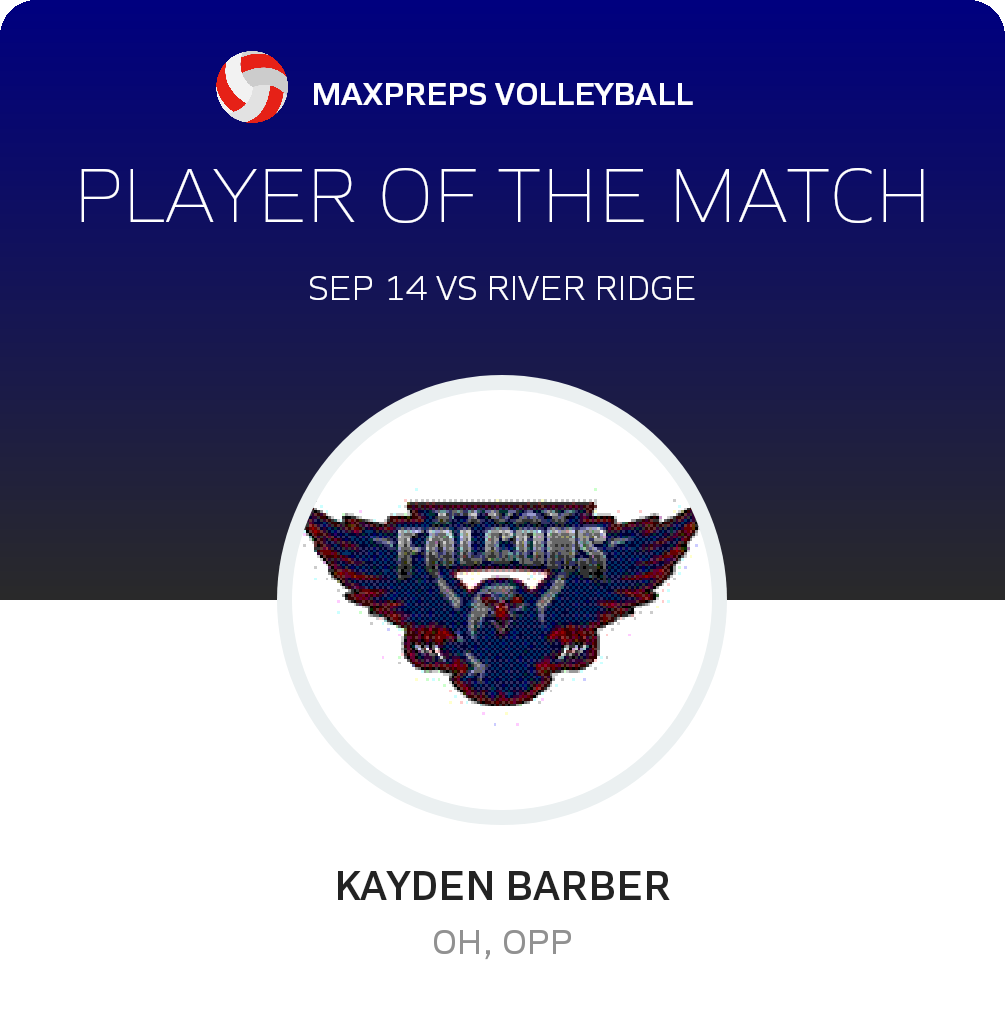 #11 Kayden Barber Player of the Game badge