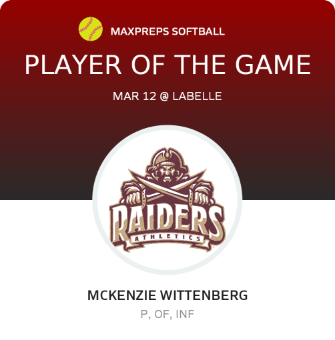 #9 McKenzie Wittenberg Player of the Game badge