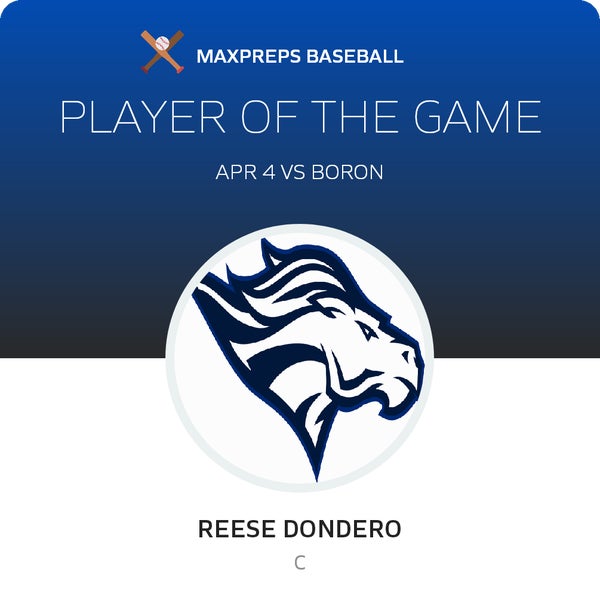 #29 Reese Dondero Player of the Game badge