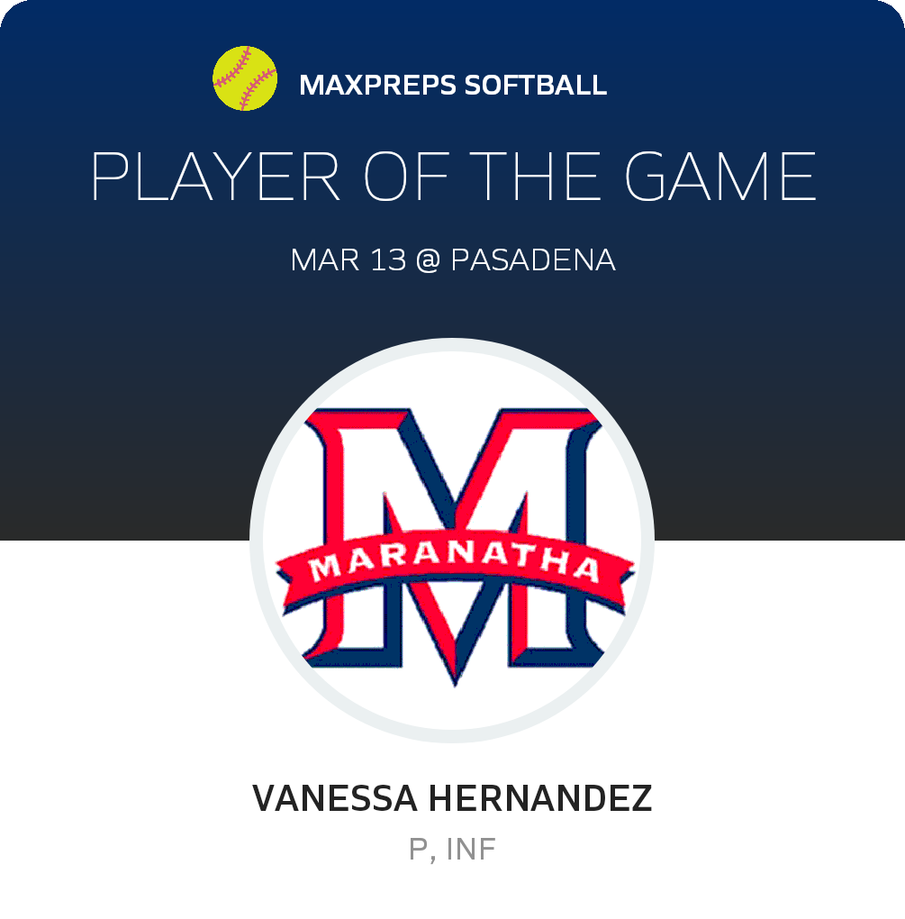 #13 Vanessa Hernandez Player of the Game badge