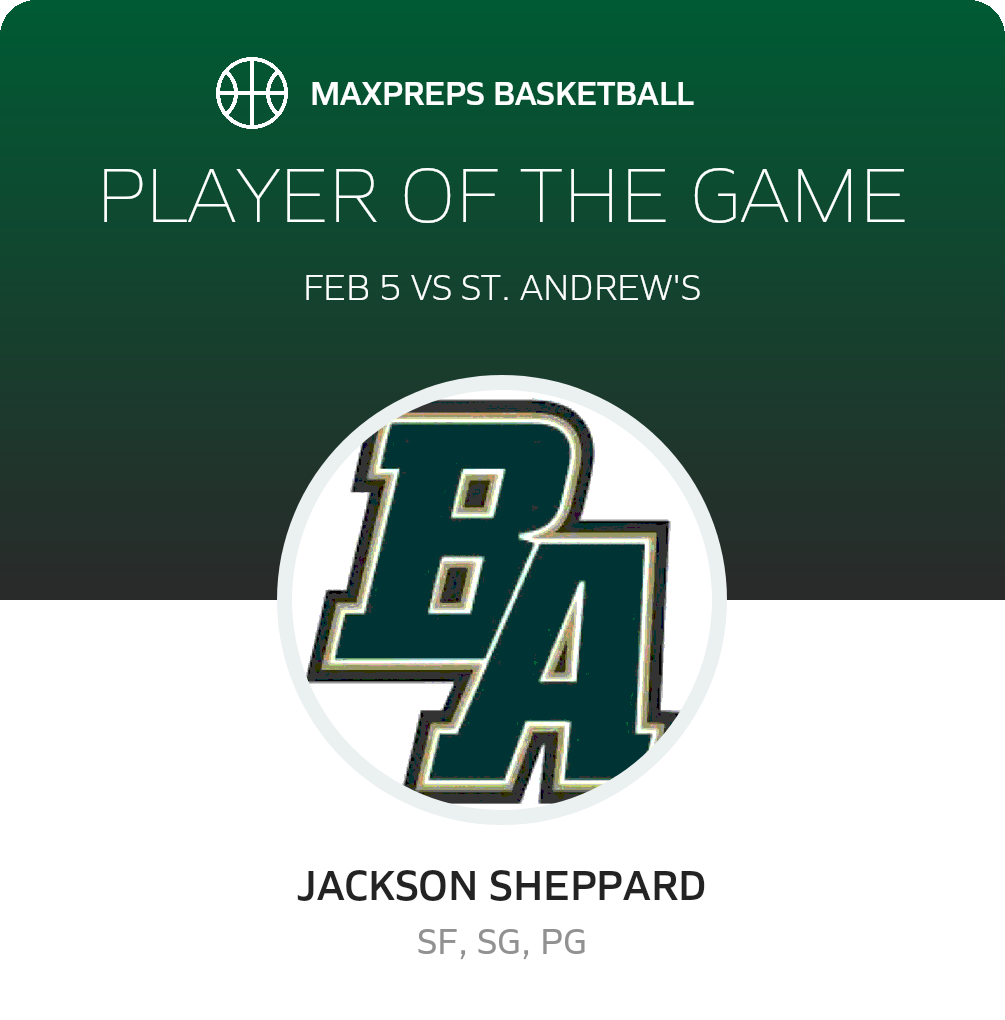 #14 Jackson Sheppard Player of the Game badge