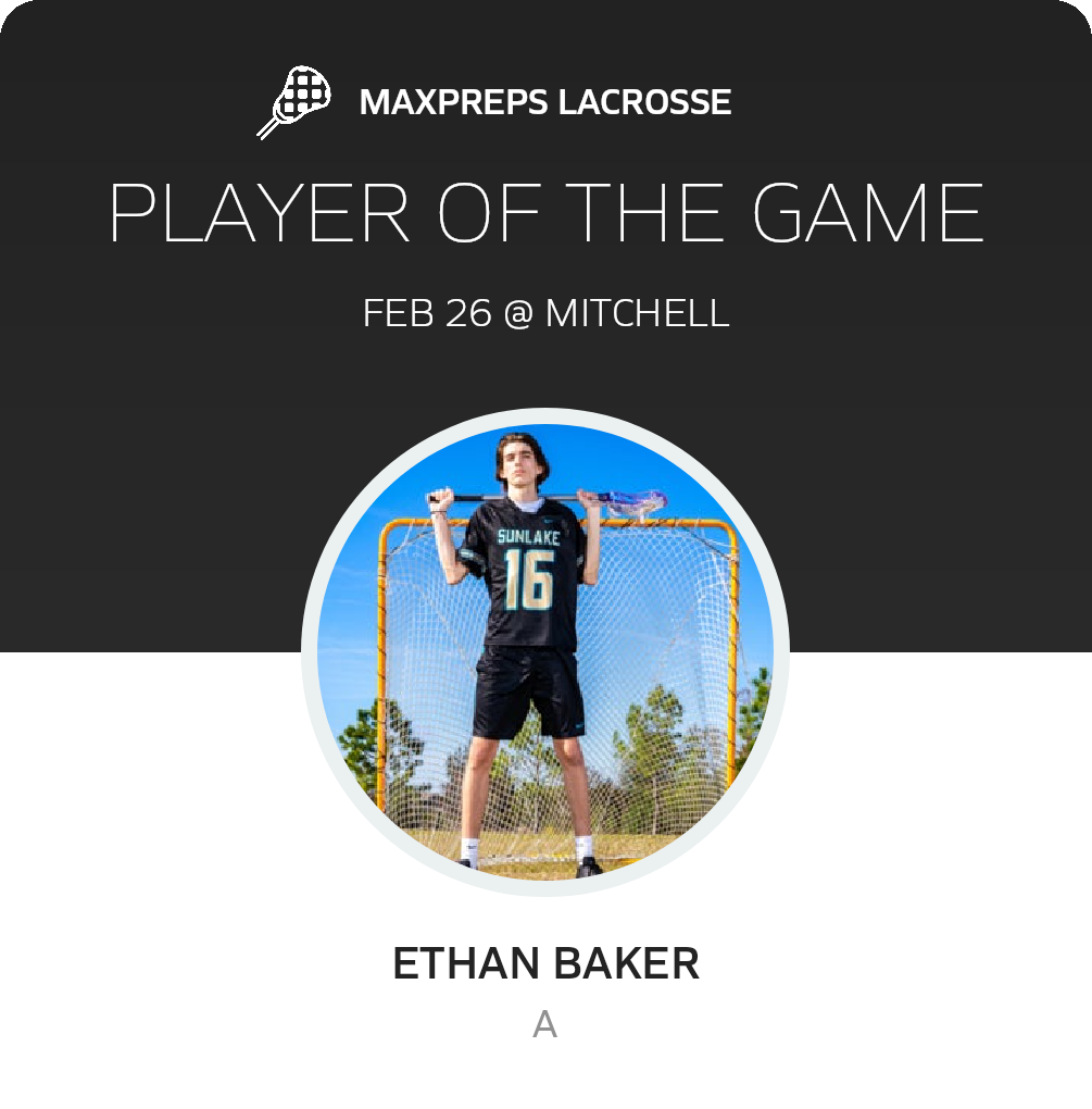 #16 Ethan Baker Player of the Game badge