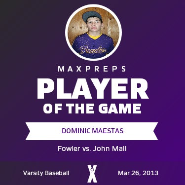 #12 Dominic Maestas Player of the Game badge