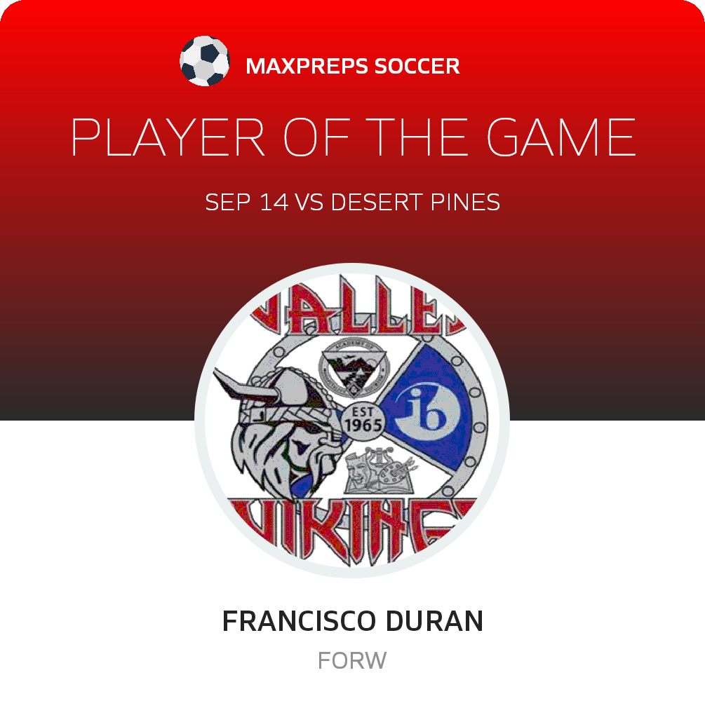 #9 Francisco Duran Player of the Game badge