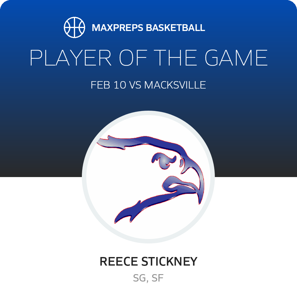 #12 Reece Stickney Player of the Game badge
