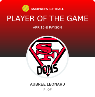 #19 Aubree Leonard Player of the Game badge