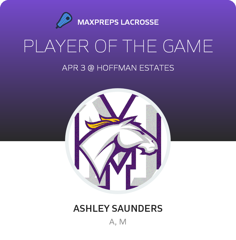 #5 Ashley Saunders Player of the Game badge