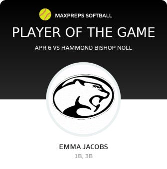 #12 Emma Jacobs Player of the Game badge