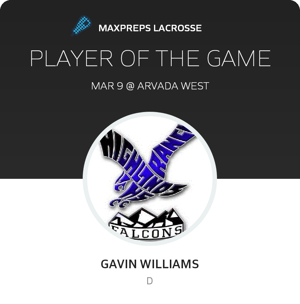 #25 Gavin Williams Player of the Game badge