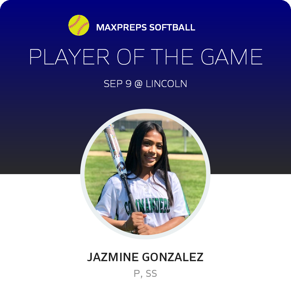 #5 Jazmine Gonzalez Player of the Game badge