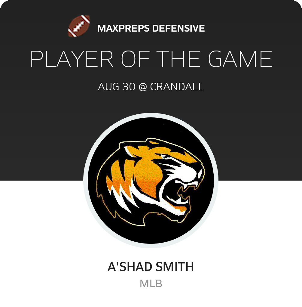 #3 A'shad Smith Player of the Game badge