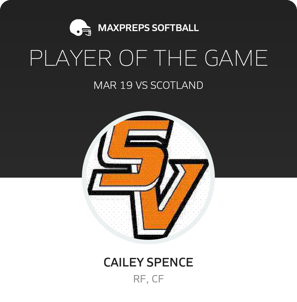 #2 CAILEY SPENCE Player of the Game badge