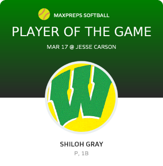 #23 Shiloh Gray Player of the Game badge