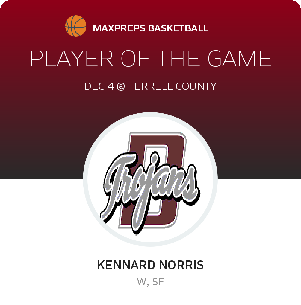 #10 Kennard Norris Player of the Game badge