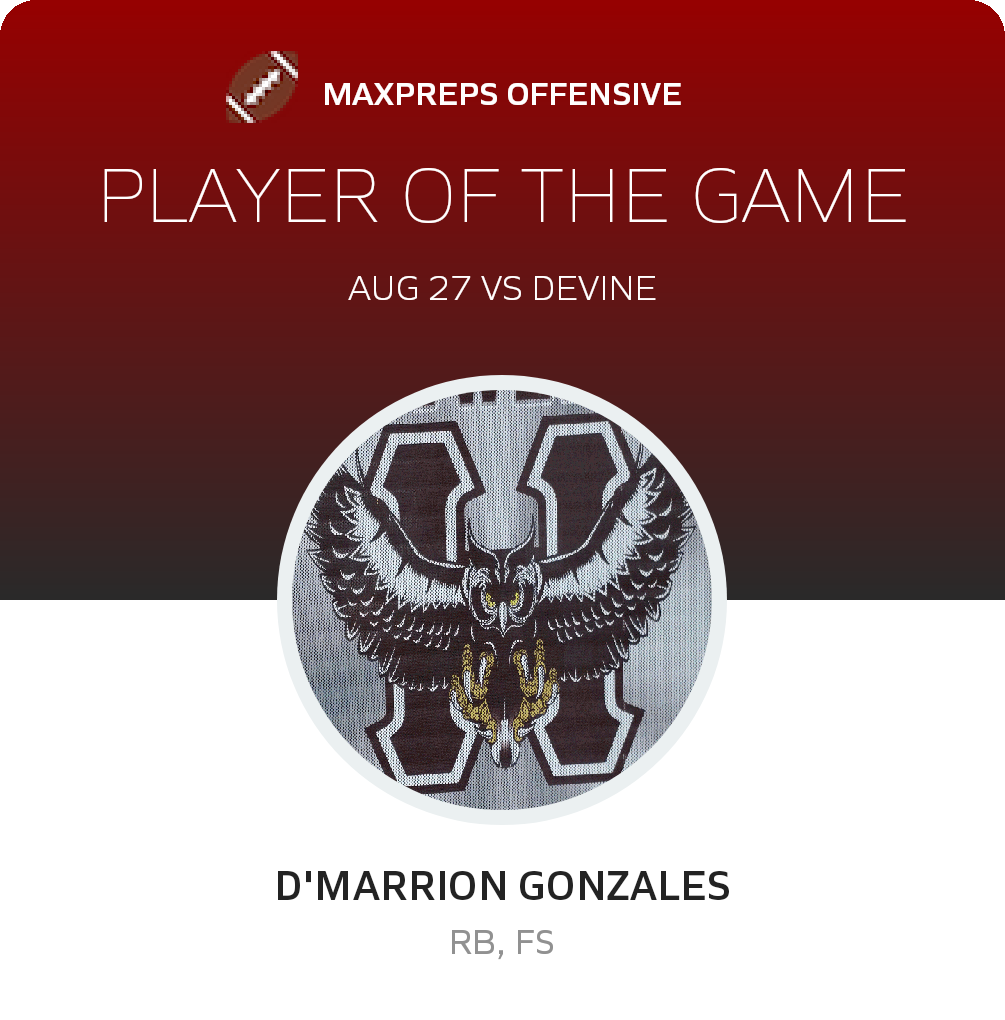 #22 D'marrion Gonzales Player of the Game badge