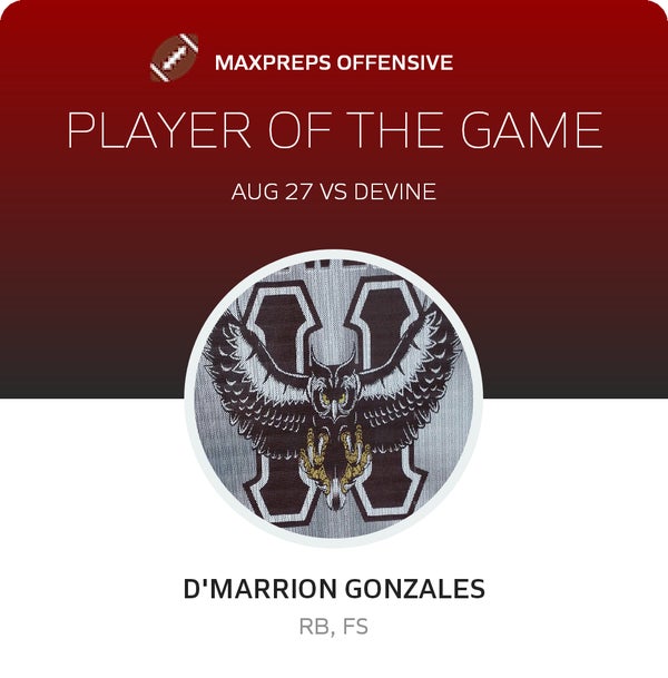 #22 D'marrion Gonzales Player of the Game badge