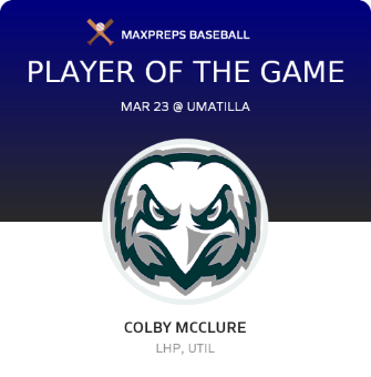 #12 Colby McClure Player of the Game badge
