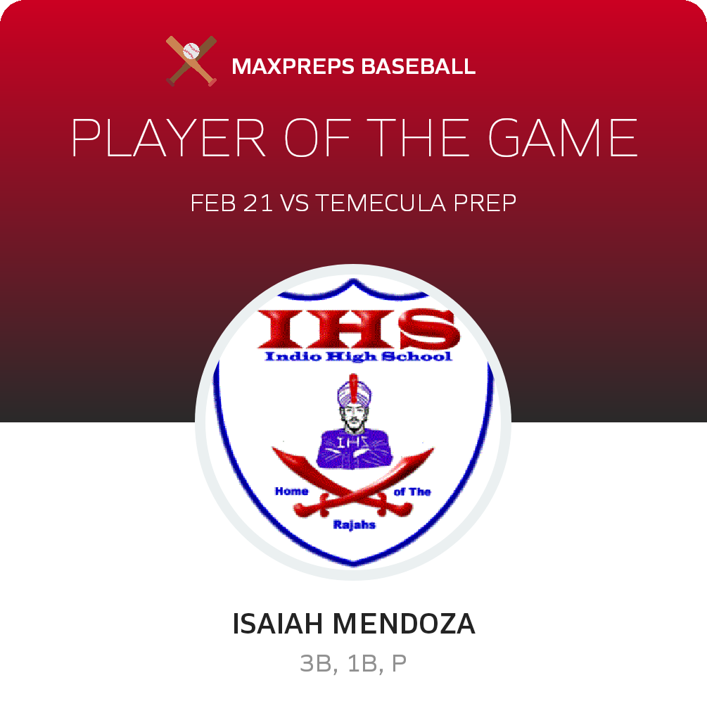 #28 Isaiah Mendoza Player of the Game badge