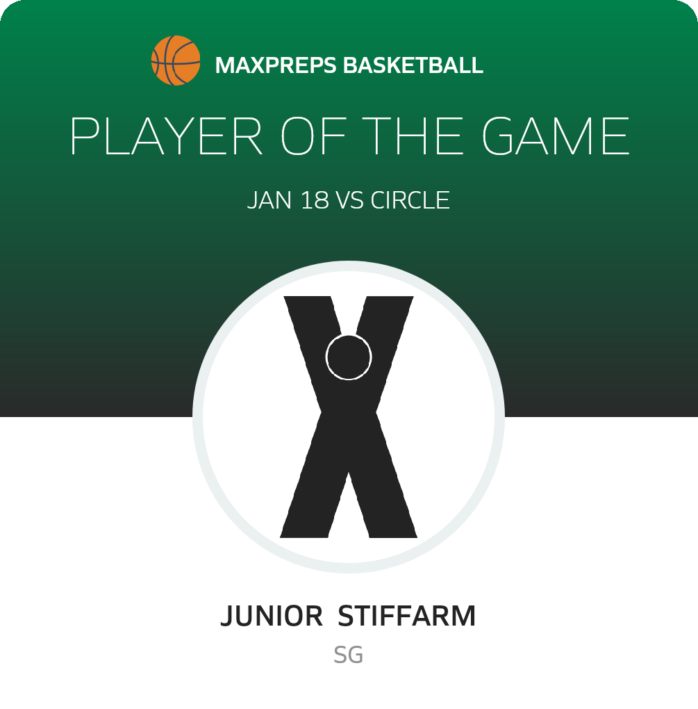 #25 Junior  Stiffarm Player of the Game badge