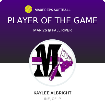 #2 Kaylee Albright Player of the Game badge