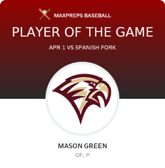 #1 Mason Green Player of the Game badge