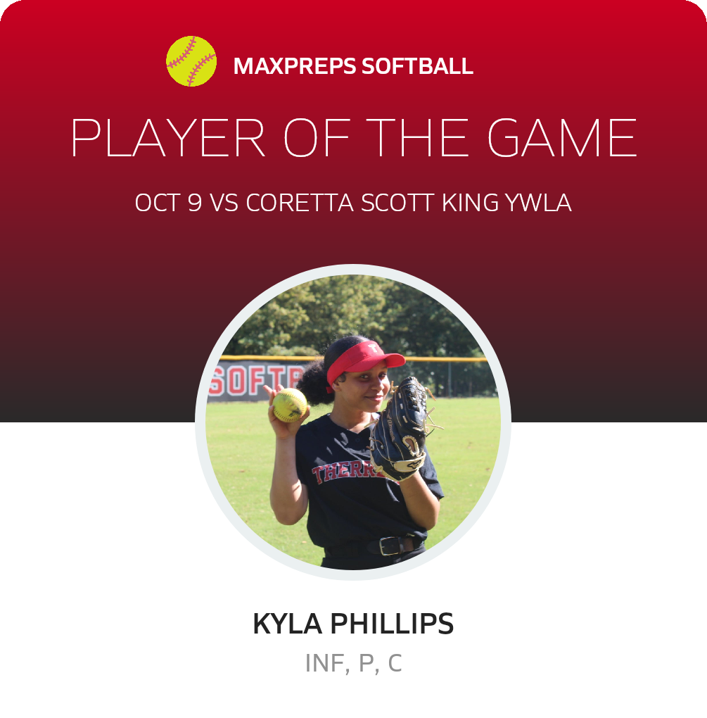 #15 kyla Phillips Player of the Game badge