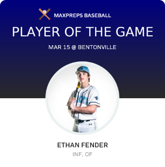 #4 ETHAN FENDER Player of the Game badge