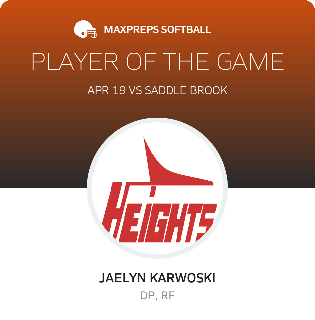 #16 Jaelyn Karwoski Player of the Game badge