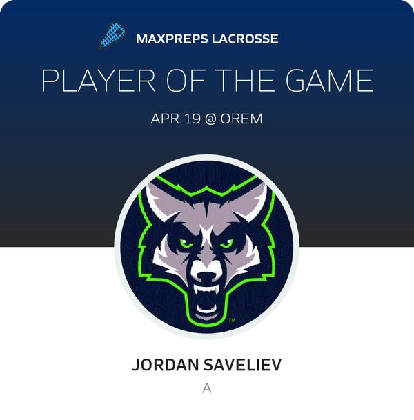 #45 Jordan Saveliev Player of the Game badge