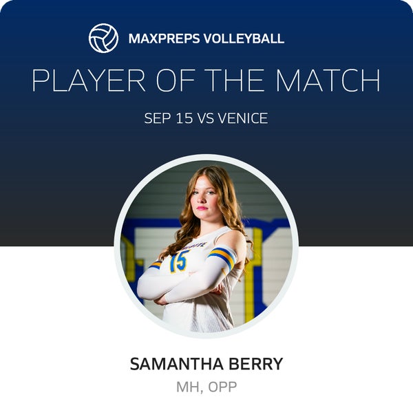 #15 Samantha Berry Player of the Game badge