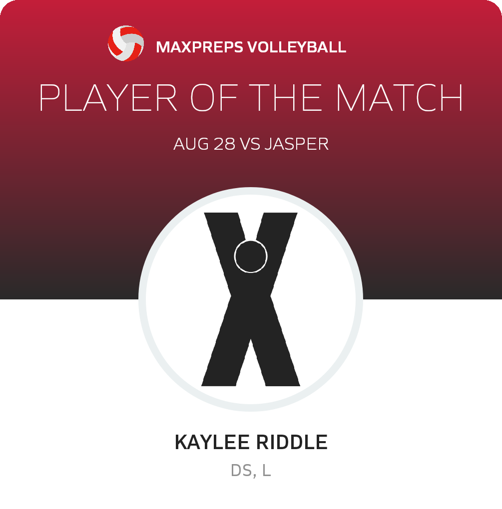 #22 Kaylee Riddle Player of the Game badge