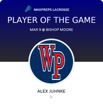 #19 Alex Juhnke Player of the Game badge