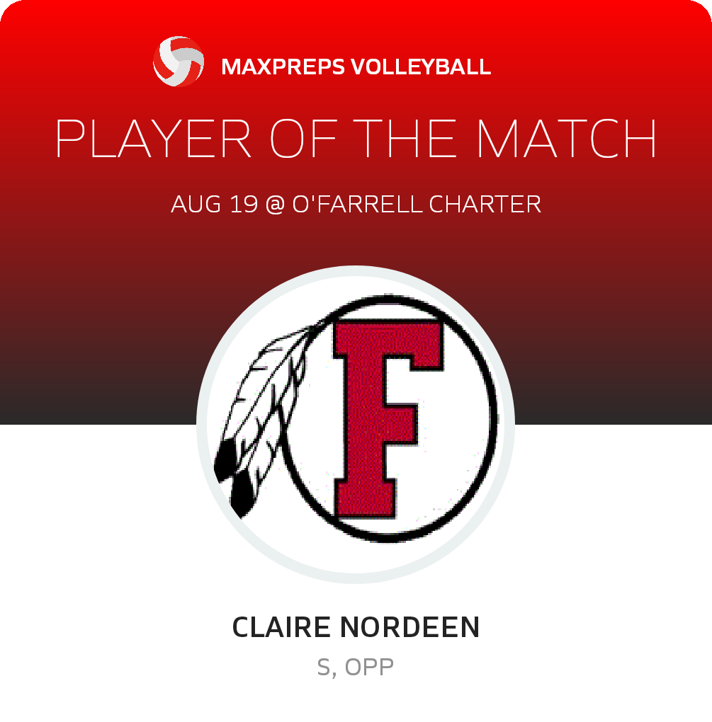 #1 Claire Nordeen Player of the Game badge