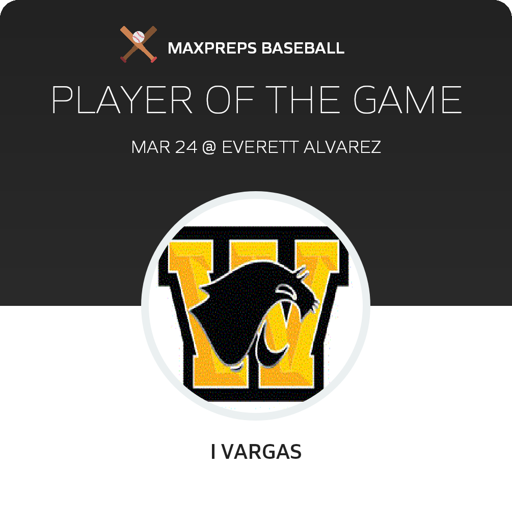 #22 I Vargas Player of the Game badge