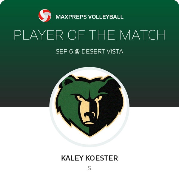 #12 Kaley Koester Player of the Game badge