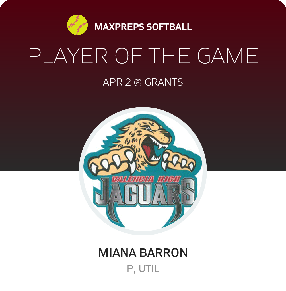 #42 Miana Barron Player of the Game badge