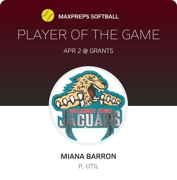 #42 Miana Barron Player of the Game badge