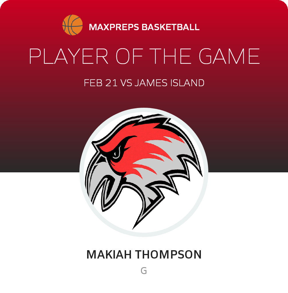 #4 Makiah Thompson Player of the Game badge